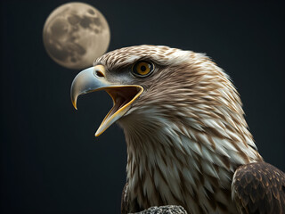 Obraz premium Bald Eagle in front of the full moon. 3d render