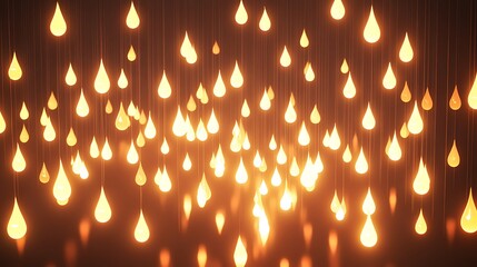 Glowing golden drops falling on dark background.