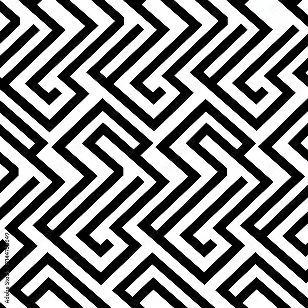 Poster seamless geometric pattern repeating lines creating a modern maze design, perfect for backgrounds an