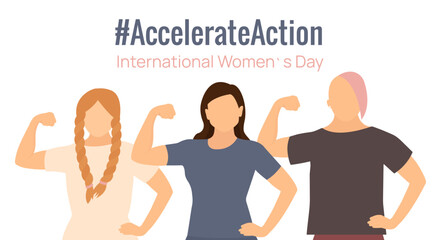 AccelerateAction campaign, faceless avatars of women showing strength, idea of ​​gender equality