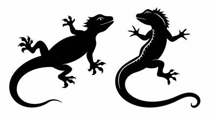 Naklejka premium Lizard Silhouettes: Elegant and Detailed Vector Designs for Wildlife Projects.