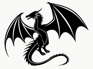 Black Dragon Silhouette Vector: Bold and Powerful Design.