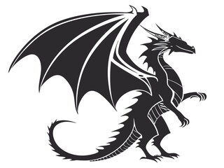 Black Dragon Silhouette Vector: Bold and Powerful Design.