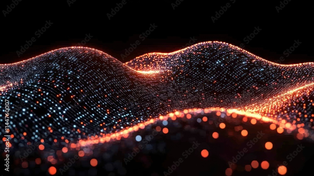 Poster abstract visualization of flowing digital waves.