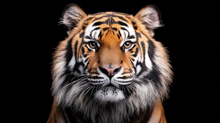 Fototapeta premium Majestic tiger portrait against black background. (4)