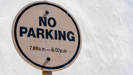 Vintage No Parking Sign with Time Restriction