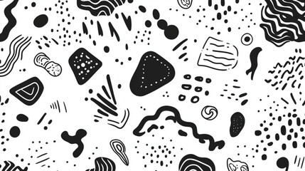 Abstract patterns with doodle shapes, curves, and lines for trendy illustrations