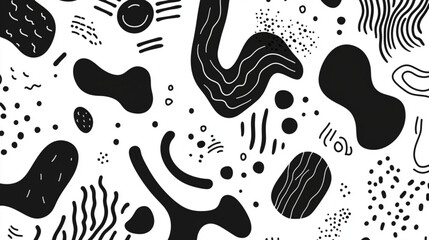 Abstract patterns with doodle shapes, curves, and lines for trendy illustrations