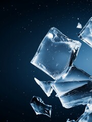 Obraz premium Shattered Ice Fragments - Cold, sharp, transparent, fractured, icy. Symbolizing fragility, destruction, purity, winter, and transformation.