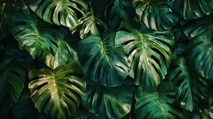 Monstera deliciosa leaves.