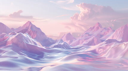 Dreamlike Pastel Mountain Landscape – 3D Fantasy Terrain wallpaper