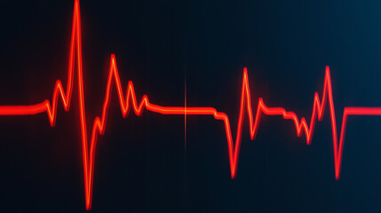 Red heartbeat pulse line on a dark background representing medical health monitoring.