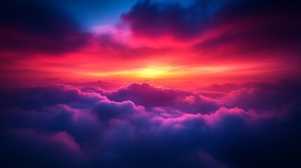 Obraz premium Vibrant Sunset Over a Sea of Clouds
