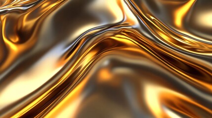 Shimmering Golden Fabric Flowing Gracefully Under Soft Lighting in an Artistic Display