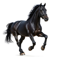 Majestic Brown Horse Portrait on White Background