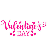 Valentine’s Day typography text on plain white transparent isolated background for card, shirt, hoodie, sweatshirt, apparel, tag, mug, icon, poster or badge