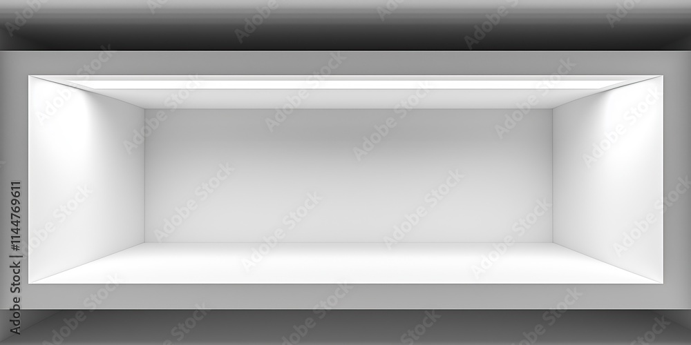 Leinwandbilder empty white display case with subtle lighting and clean lines