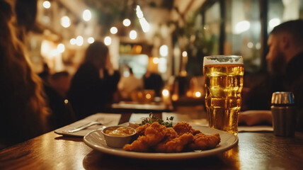fried chicken on table in restaurant