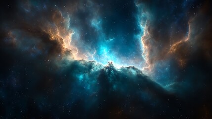 Fototapeta premium Celestial Nebula Cosmic Cloudscape Displays Vivid Hues
