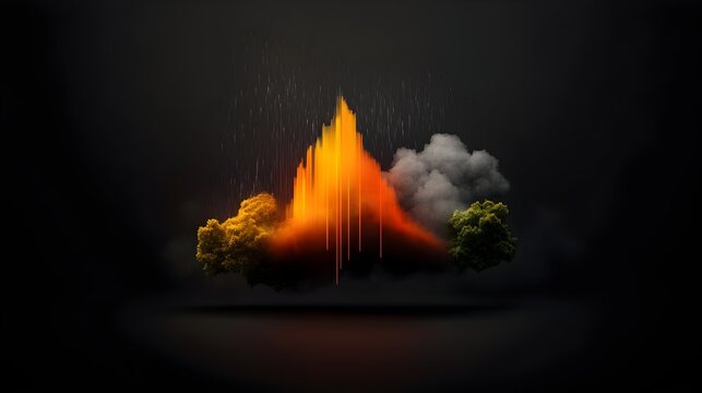 Intricate Spectrogram Depiction of the Frequency Content within a Natural Sound Such as Rainfall or Thunder Rendered in Digital Art Style with High and Aesthetic