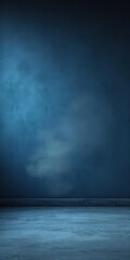 Dark blue textured cement wall, smoky studio backdrop, abstract, room