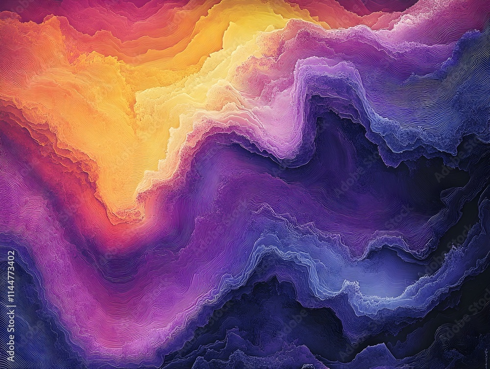 Poster expressionistic spectrogram of cascading mountain river in infrared visualization bold energetic abs