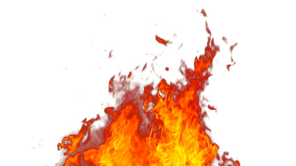 Fire flames burning with red hot sparks on transparent background and texture effects