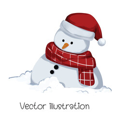 Snowman on a snowy day Christmas , White Christmas Vector illustration