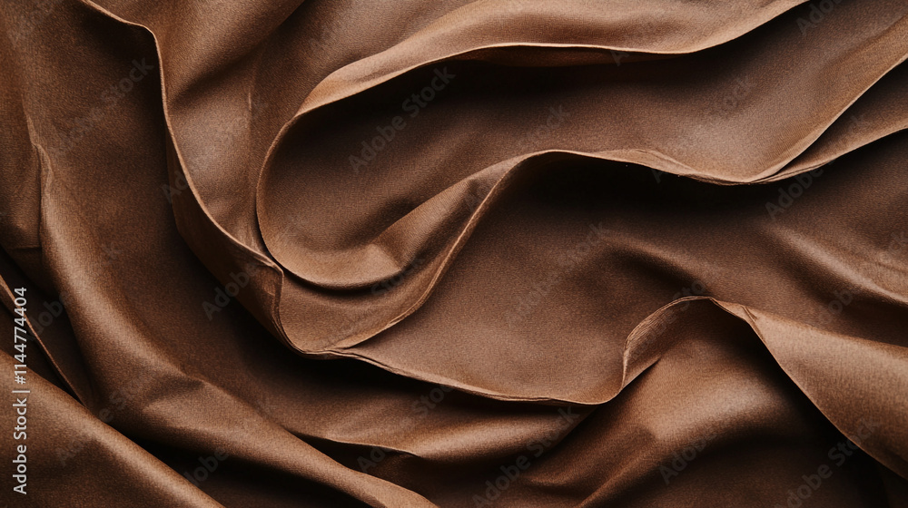 Poster elegant brown fabric with soft folds showcasing texture and depth in a minimalistic setting
