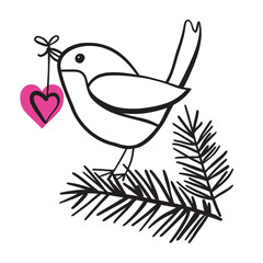 Bird dove of peace with heart