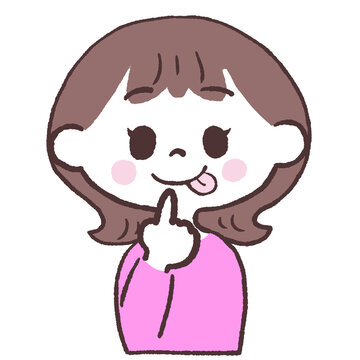 美味しそうだなと見つめる女性正面イラスト