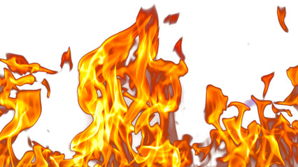 Fire flames burning with red hot sparks on transparent background and texture effects