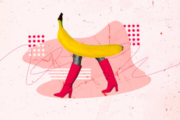 Composite sketch image design trend artwork collage of cuisine tasty meal restaurant banana fruit...