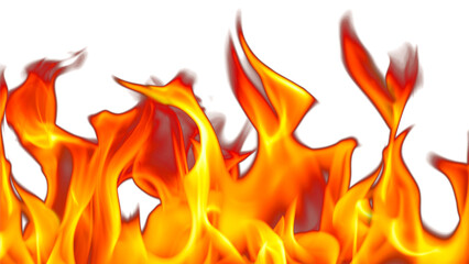 Fire flames burning with red hot sparks on transparent background and texture effects