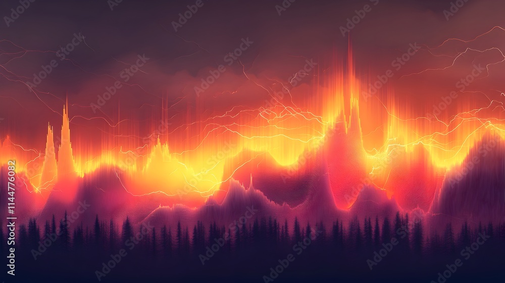 Poster detailed digital visualization of a spectrogram depicting the frequency content and waveform pattern