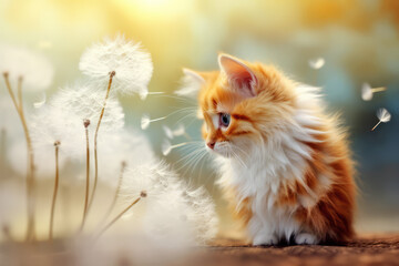 Fototapeta premium Cat Dog Cute Adorable Pet Animal Tranquil Peaceful