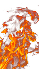 Fire flames burning with red hot sparks on transparent background and texture effects © MFKRT