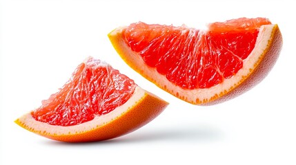 A half of a grapefruit cut in half on a white background