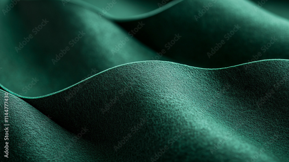 Poster soft green fabric draped elegantly showcasing smooth, flowing textures and intricate patterns under 