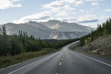 Rural highway leading to mountain range