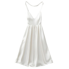 Obraz premium Elegant white satin slip dress isolated on white background fashion clothing apparel online store boutique minimal style wedding bride bridesmaid party celebration summer spring casual dress new