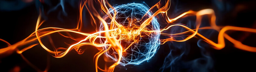 Atom fusion, vibrant energy explosion, 3D illustration