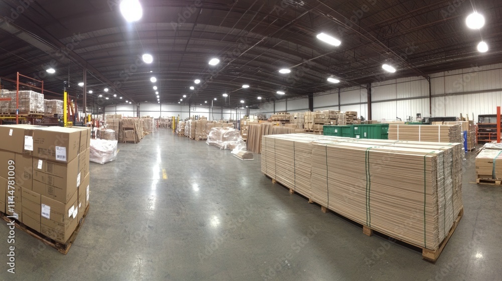 Poster modernizing warehouse management efficient organization with barcoded storage solutions