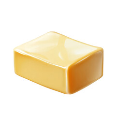 Butter Block Stick Dairy Product Food Ingredient Cooking Baking Yellow Isolated White Background Realistic Illustration 3D Render