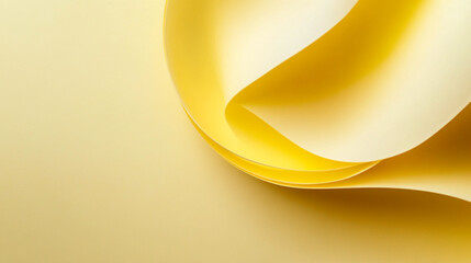 Bright yellow paper curls create a vibrant abstract design on a sunny background