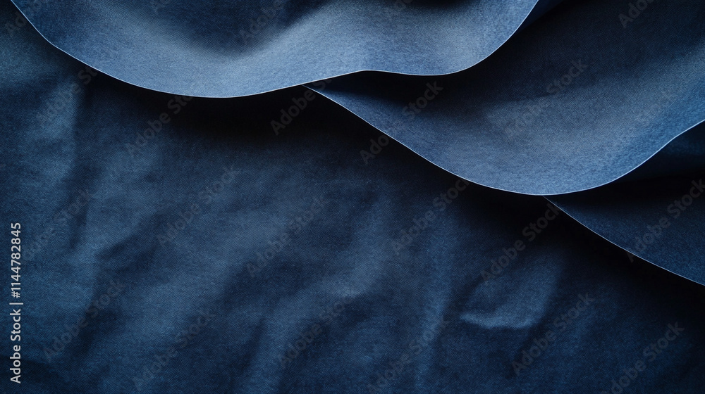 Poster soft blue fabric waves draping elegantly across a surface creating a serene and calming atmosphere