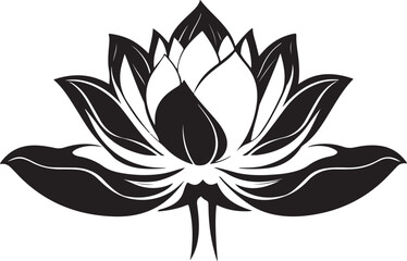 Silhouette of a Lotus Flower,  A black silhouette drawing of a lotus flower