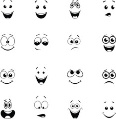 Collection Of Cartoon Facial Expression Hand Drawn Icons Isolated Illustration