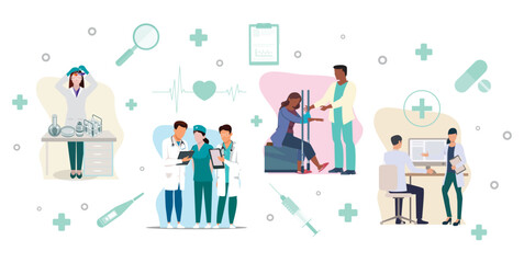 healthcare medical profession illustration personnel concept design communication professional consultation