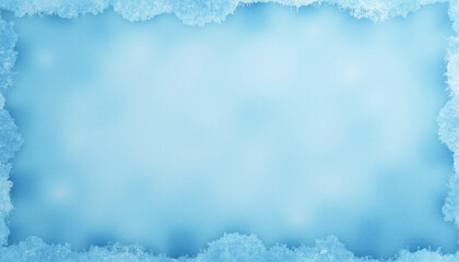Icy blue background with frosty edges creating a cool, wintery atmosphere